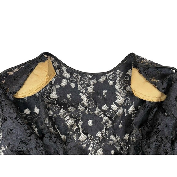 VTG Albert Nipon Black Floral Lace Jacket Top Sheer Long Sleeve Evening Size 6 - Picture 4 of 9